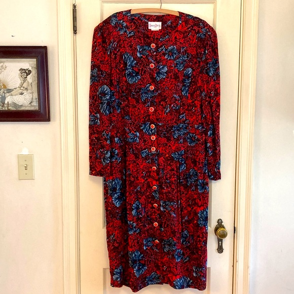 Vintage 80s Floral Button Front address 16W - Picture 4 of 13